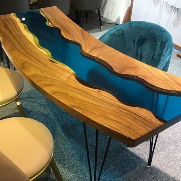 meja kayu kombinasi resin